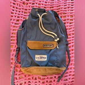 Burton 2016 U.S. Open Commemorative Snowboarding Backpack Blue Tan Drawstring